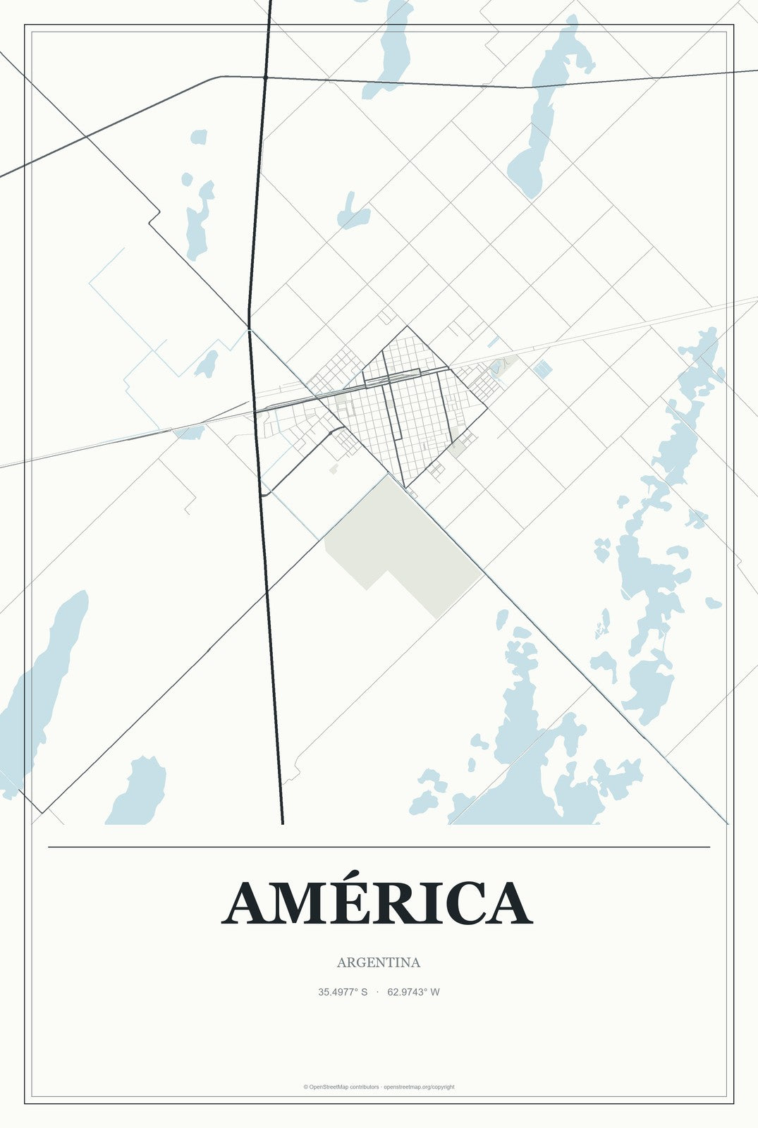 América, Argentina City Map Aluminum Sign in Gallery Air style