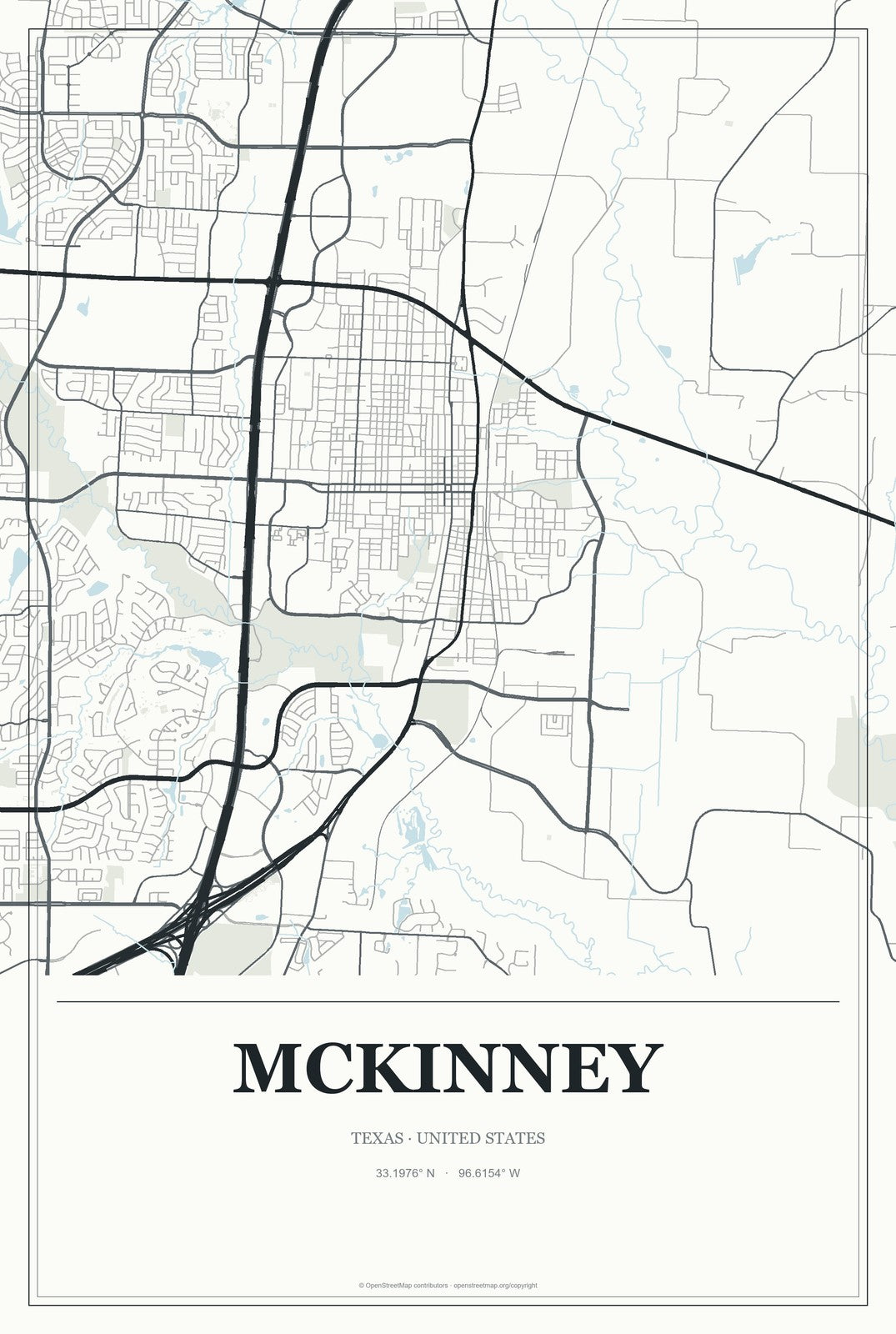 McKinney, Texas City Map Aluminum Sign in Gallery Air style