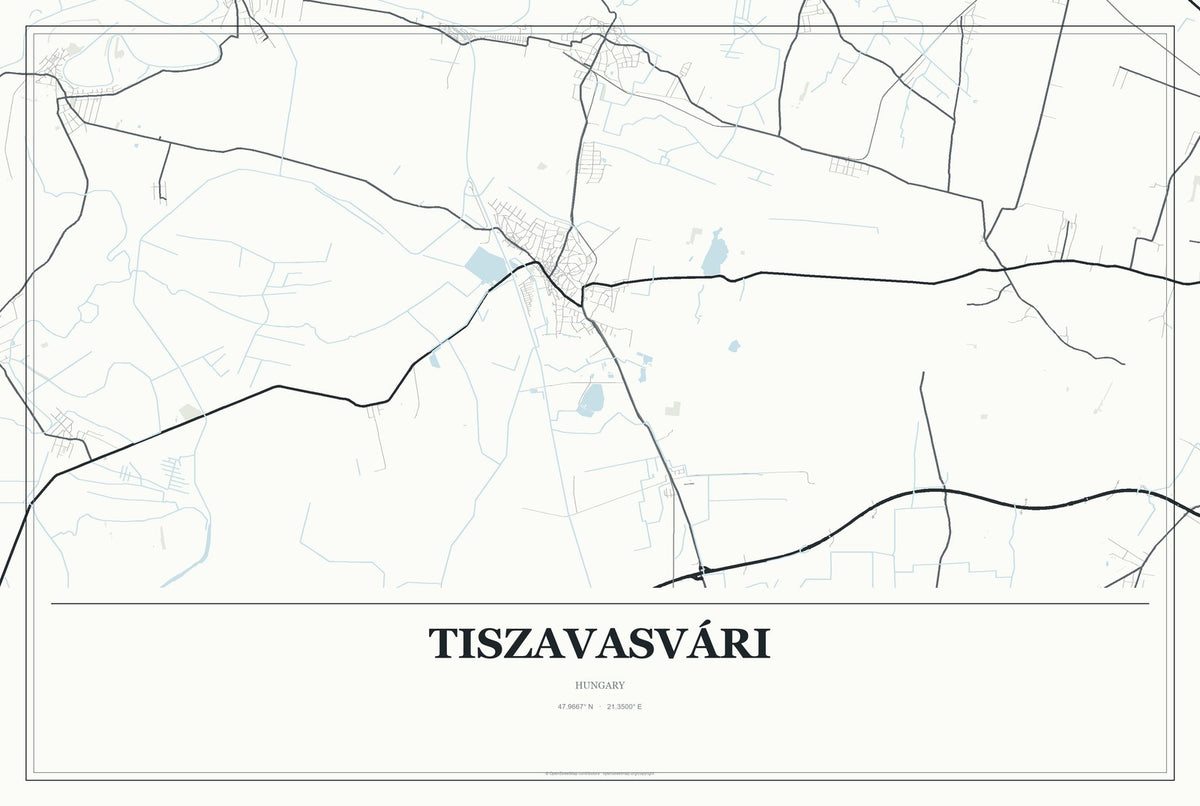 Tiszavasvári, Hungary City Map Aluminum Sign in Gallery Air style