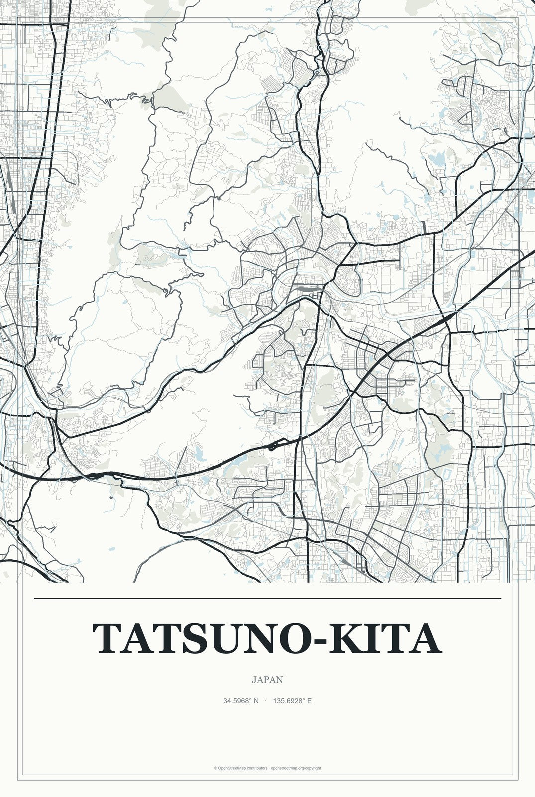 Tatsuno-kita, Japan City Map Aluminum Sign in Gallery Air style
