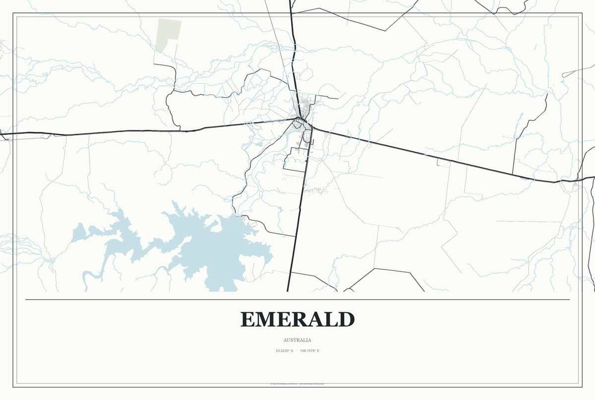 Emerald, Australia City Map Aluminum Sign in Gallery Air style