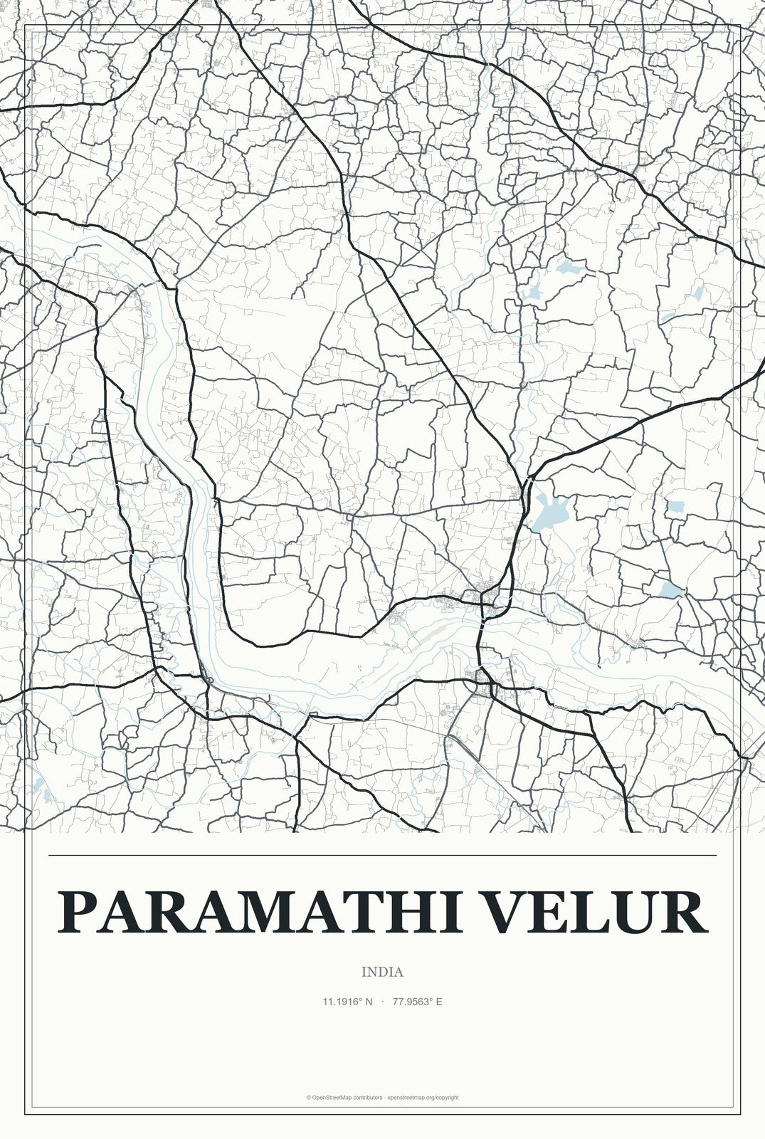 Paramathi Velur, India City Map Aluminum Sign in Gallery Air style