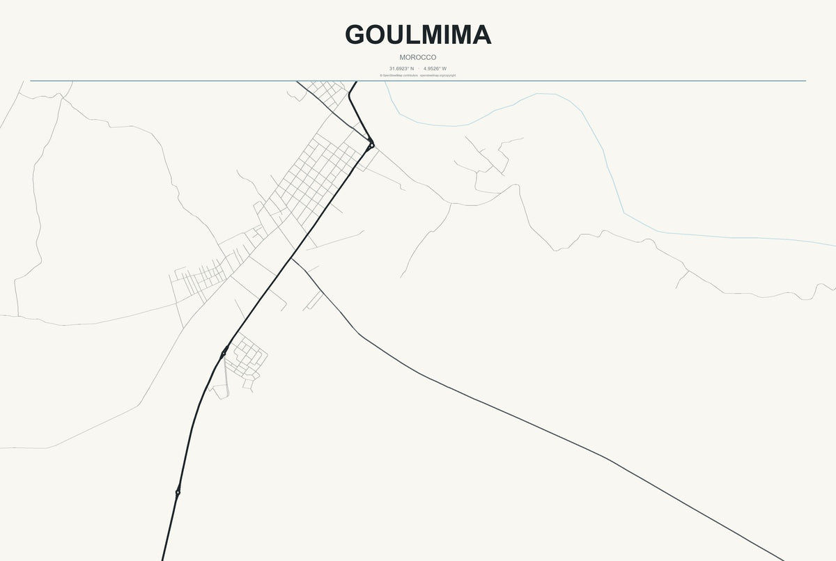 Goulmima, Morocco City Map Aluminum Sign in Headline Atlas style