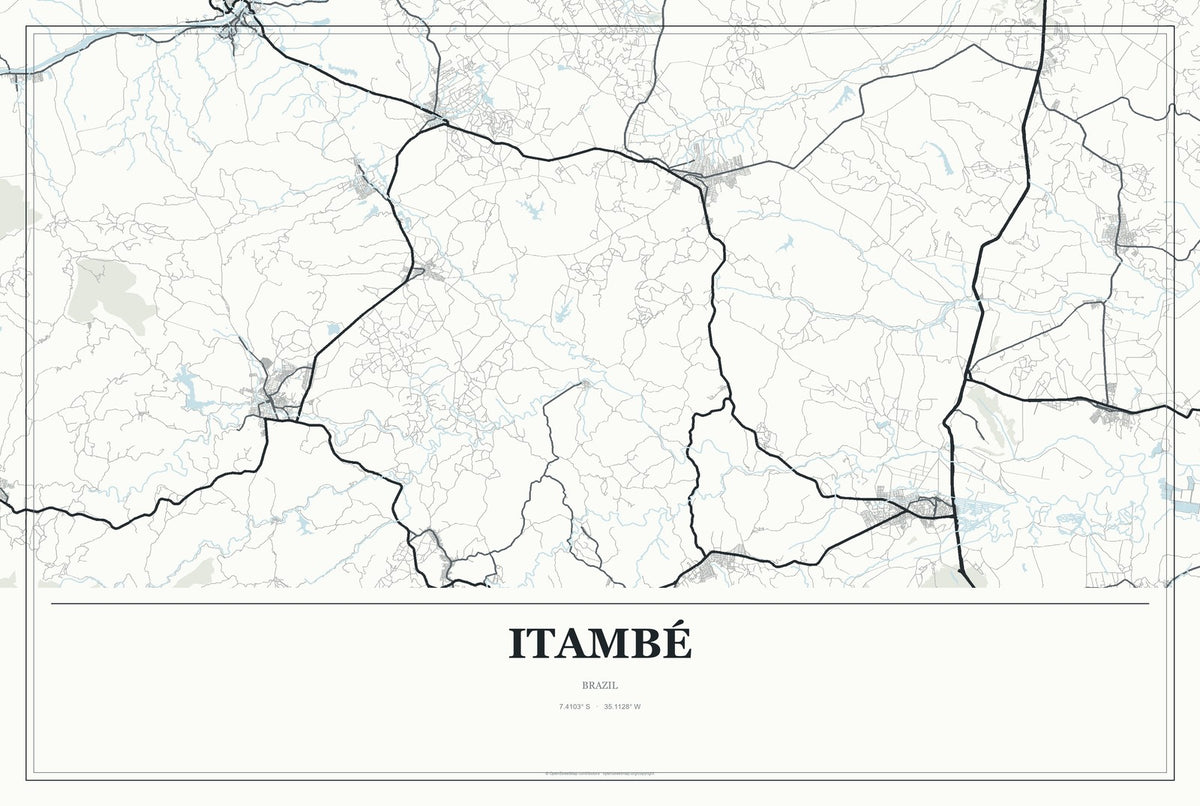 Itambé, Pernambuco, Brazil City Map Aluminum Sign in Gallery Air style