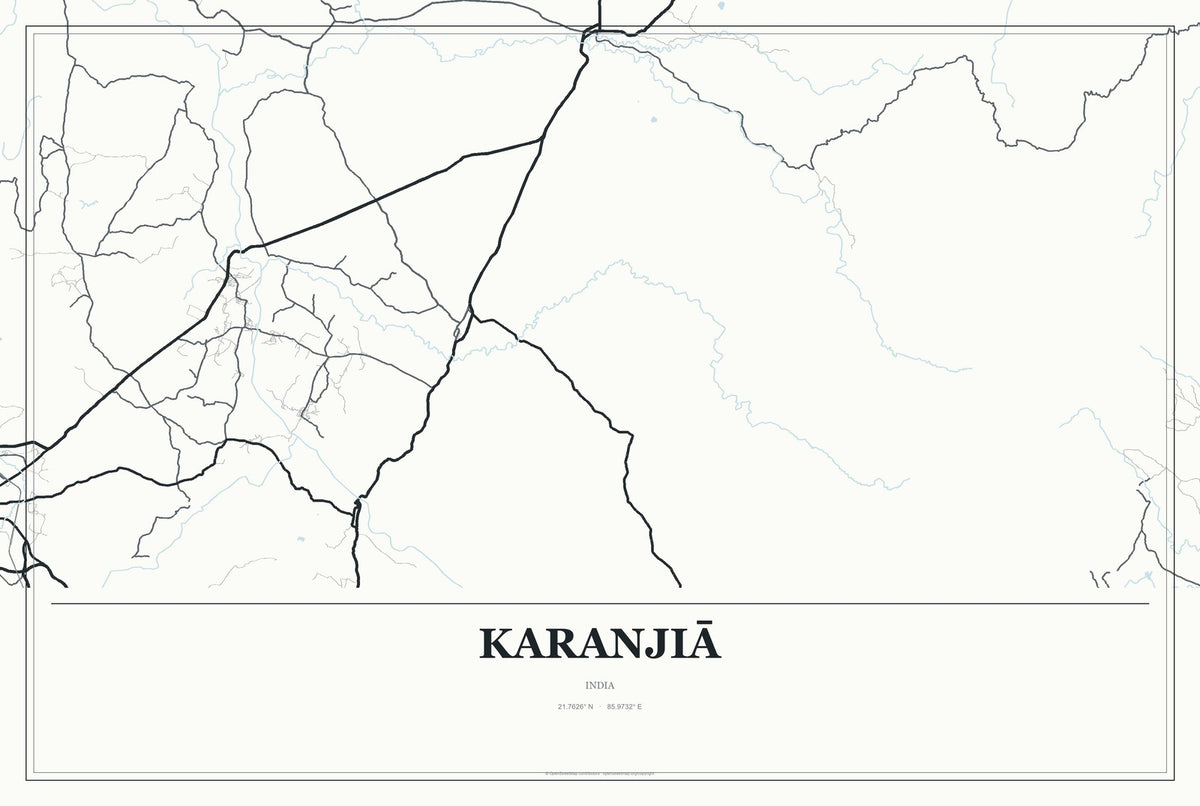 Karanjiā, India City Map Aluminum Sign in Gallery Air style