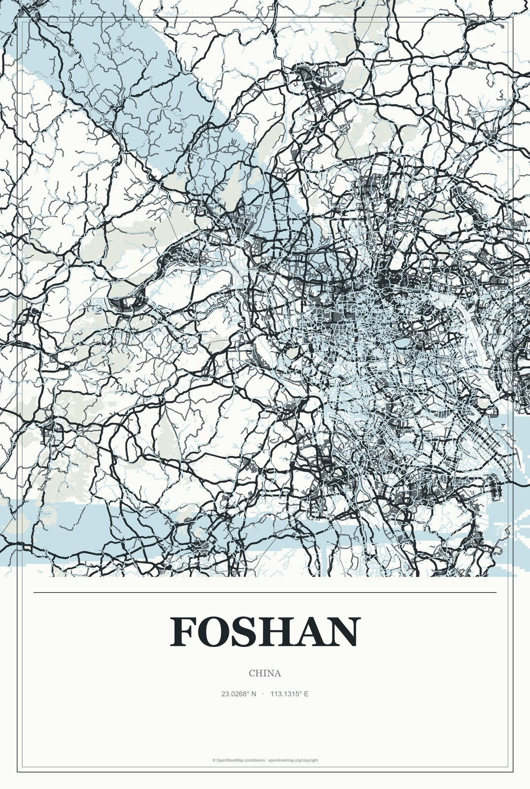 Foshan, China City Map Aluminum Sign in Gallery Air style