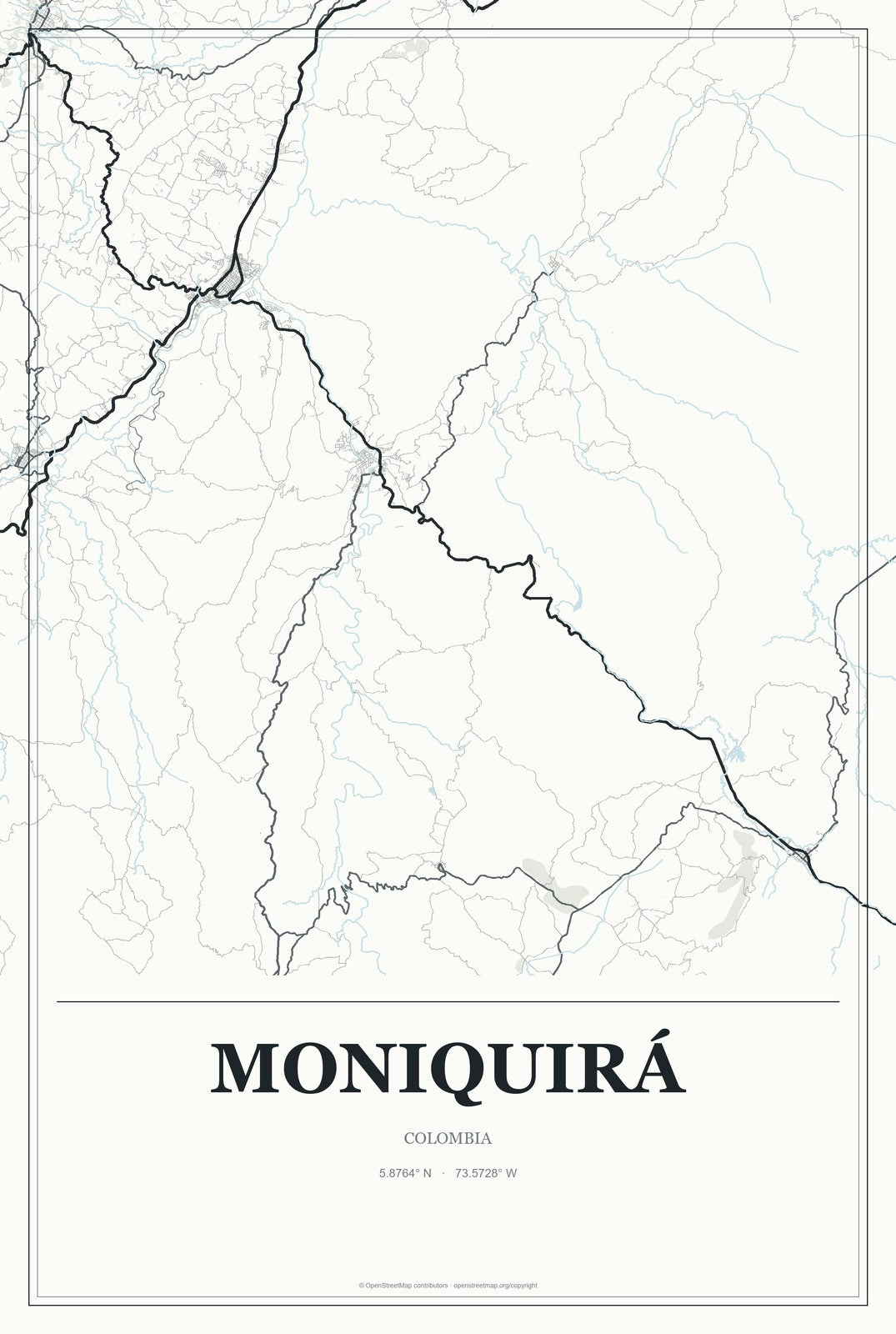 Moniquirá, Colombia City Map Aluminum Sign in Gallery Air style