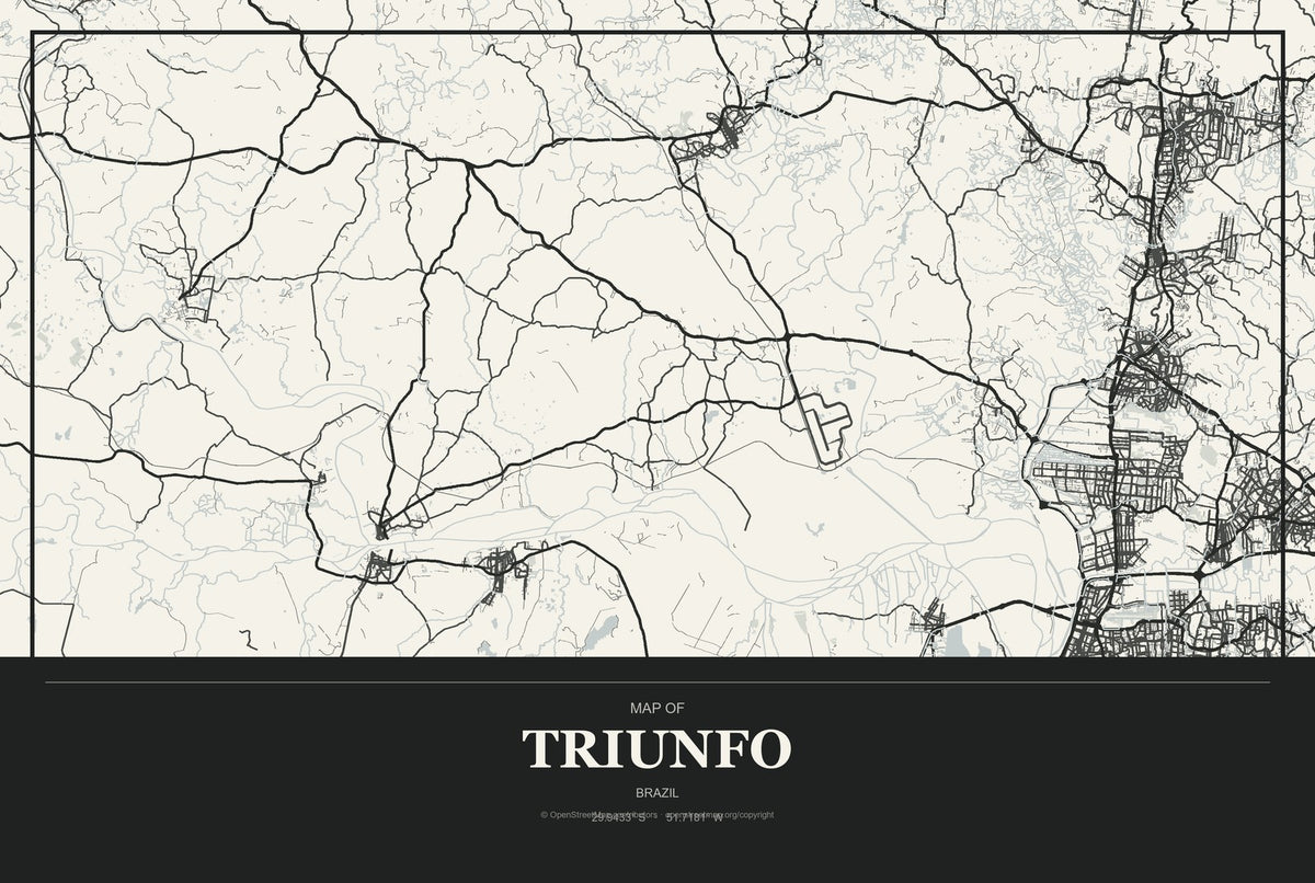 Triunfo, Rio Grande do Sul, Brazil City Map Aluminum Sign in Museum Plaque style