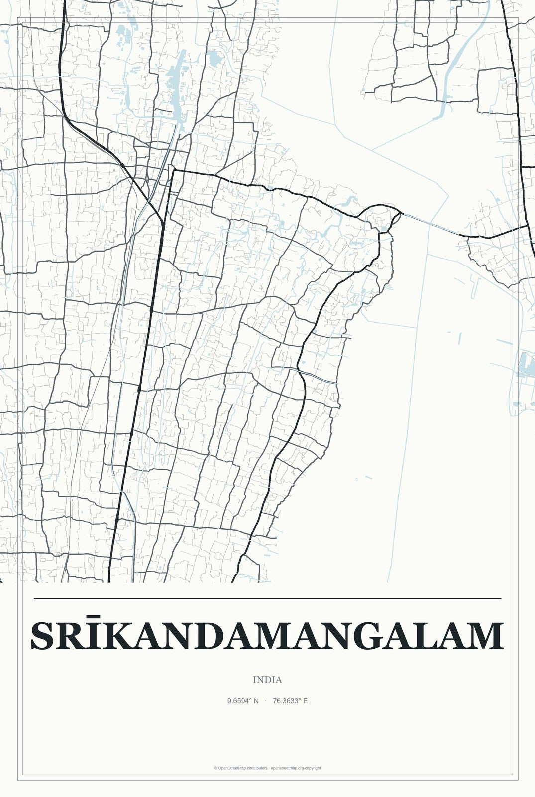 Srīkandamangalam, India City Map Aluminum Sign in Gallery Air style