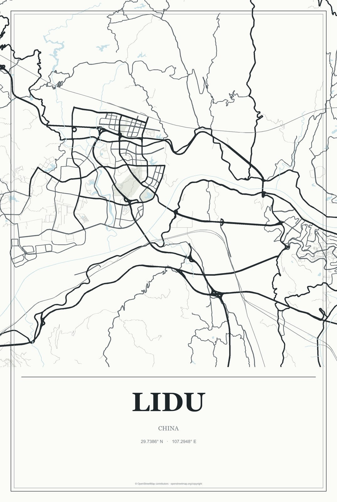 Lidu, China City Map Aluminum Sign in Gallery Air style