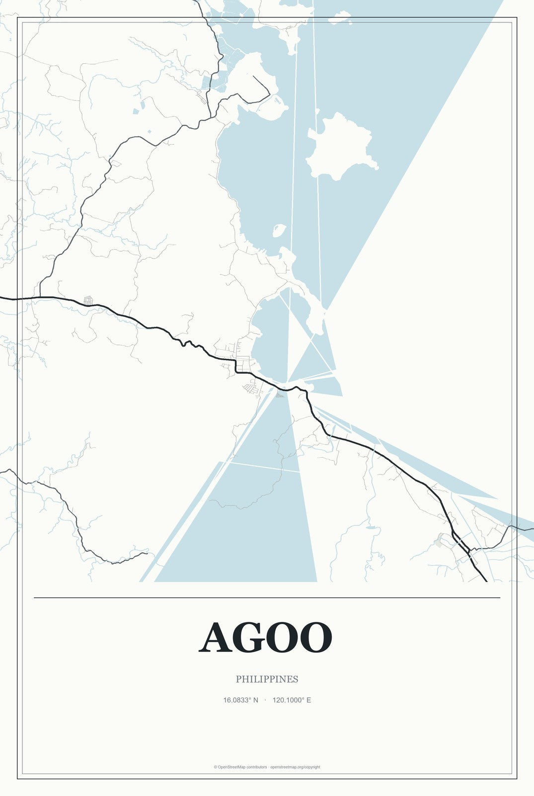 Agoo, Philippines City Map Aluminum Sign in Gallery Air style