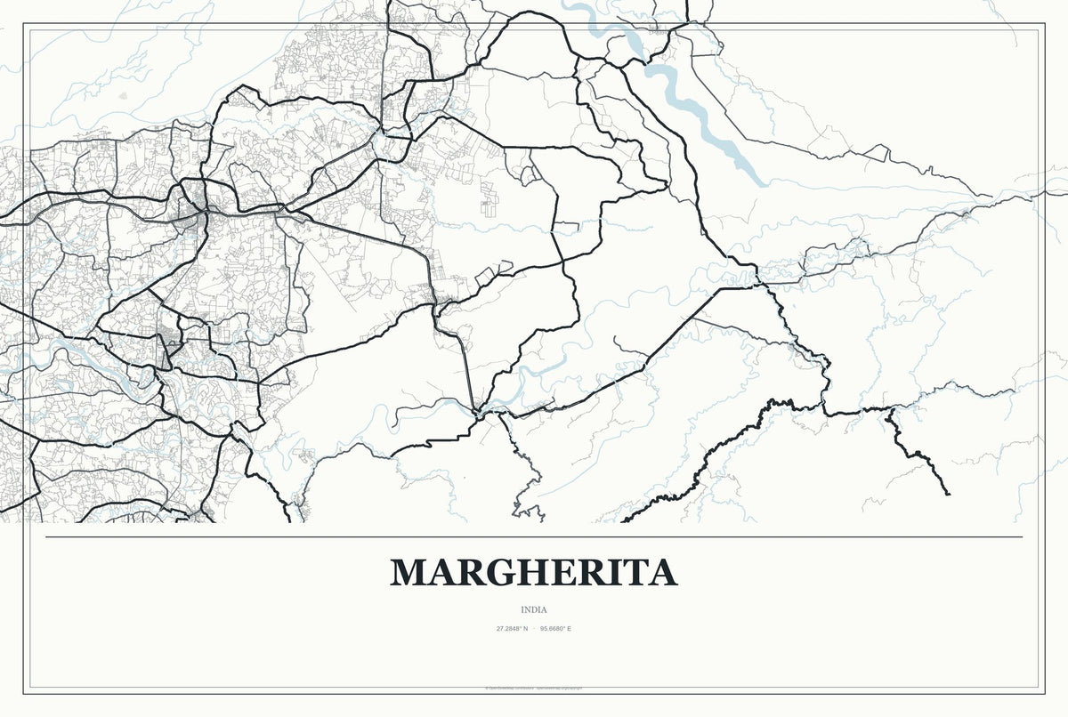 Margherita, India City Map Aluminum Sign in Gallery Air style