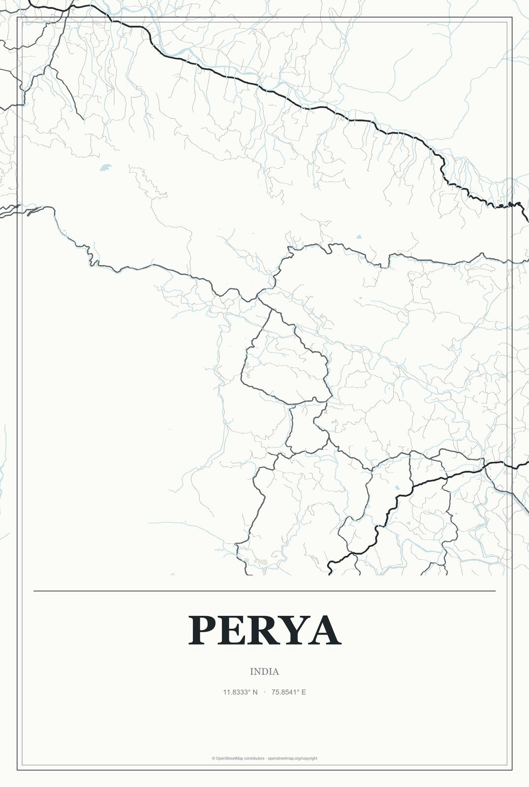 Perya, India City Map Aluminum Sign in Gallery Air style
