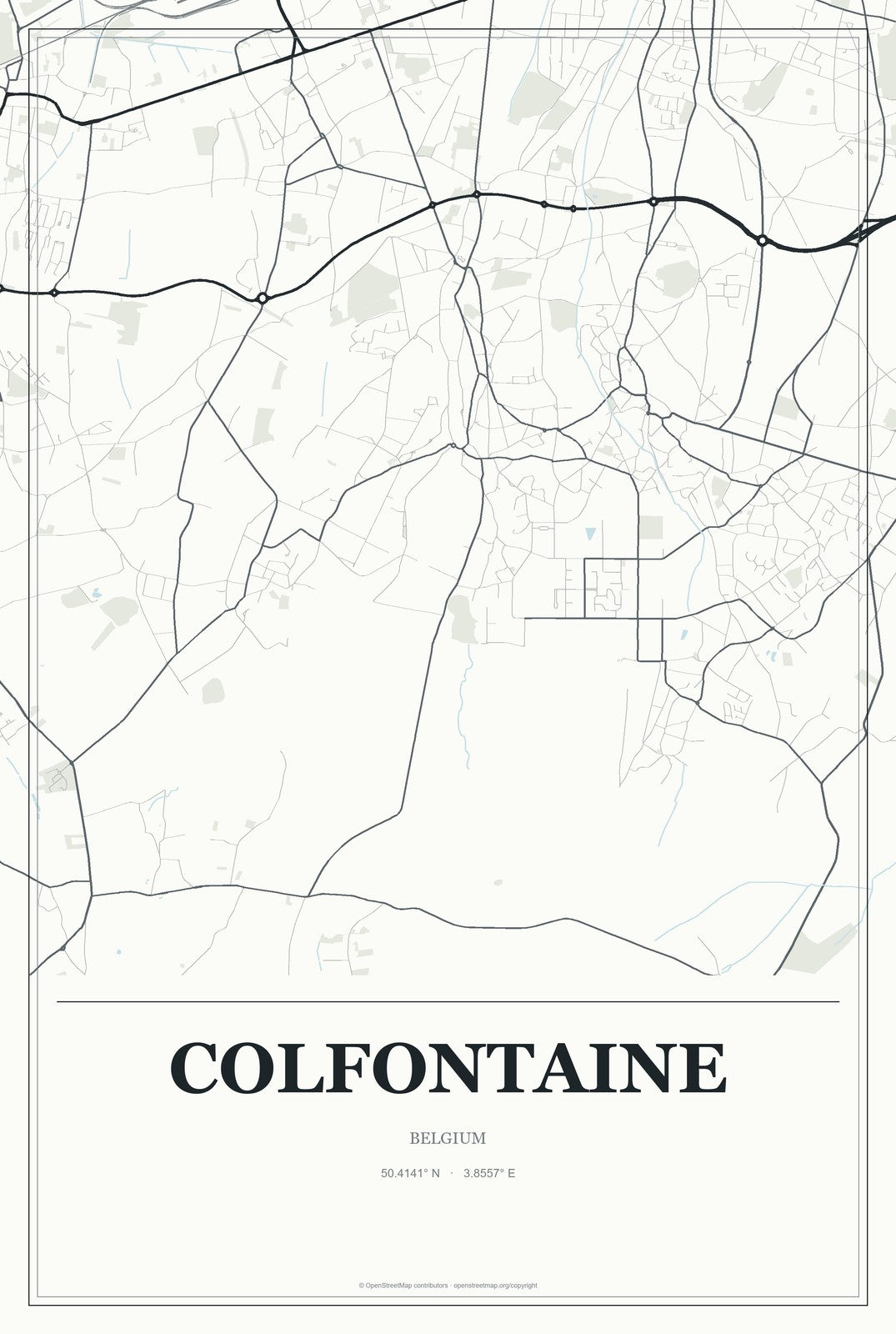 Colfontaine, Belgium City Map Aluminum Sign in Gallery Air style