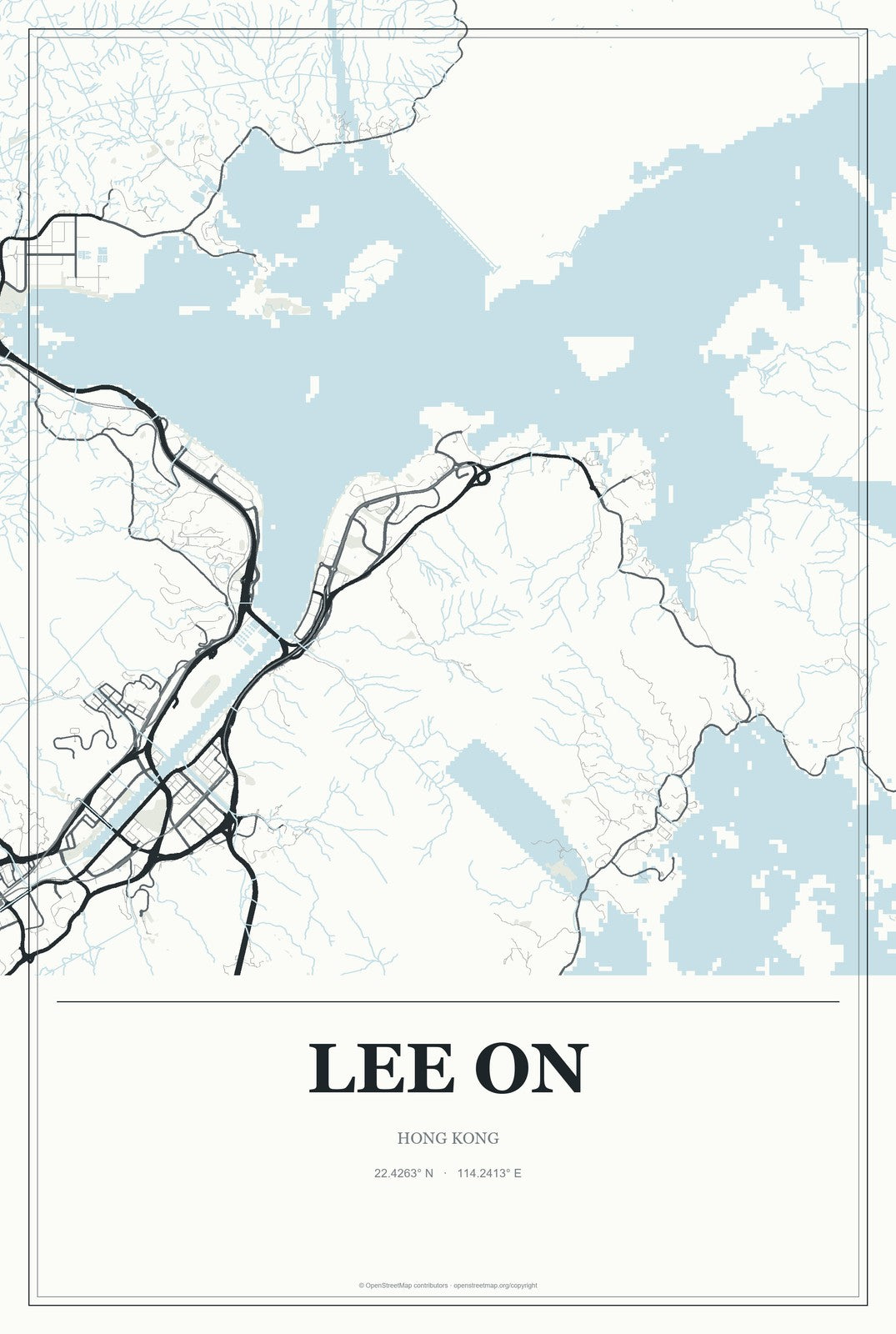 Lee On, Hong Kong City Map Aluminum Sign in Gallery Air style