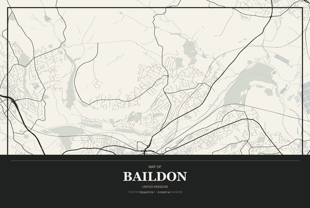 Baildon, United Kingdom City Map Aluminum Sign in Museum Plaque style