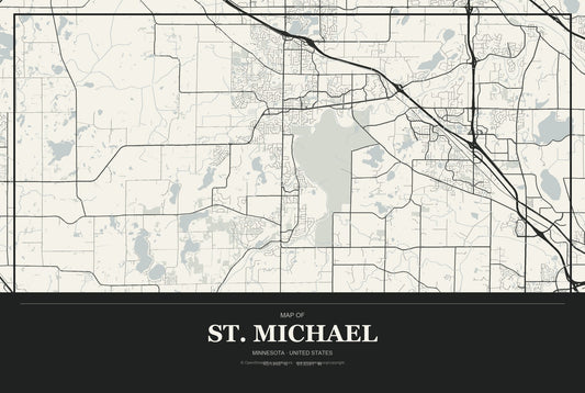 St. Michael, Minnesota City Map Aluminum Sign in Museum Plaque style