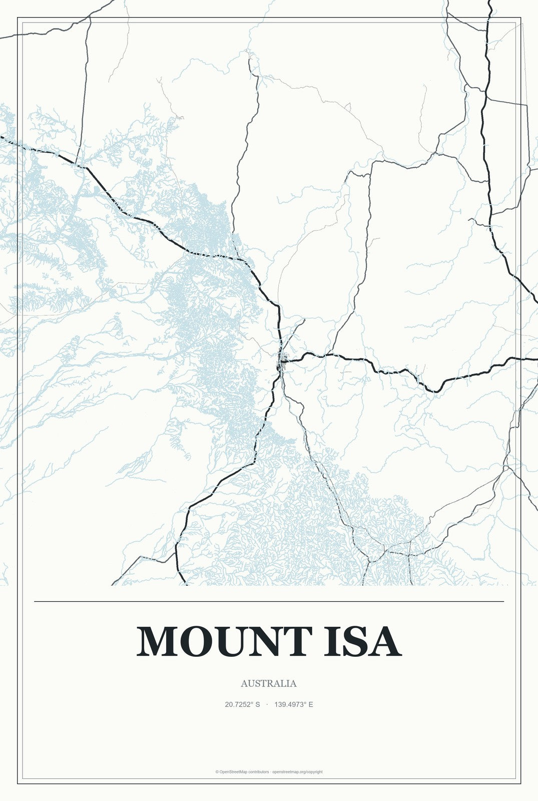Mount Isa, Australia City Map Aluminum Sign in Gallery Air style