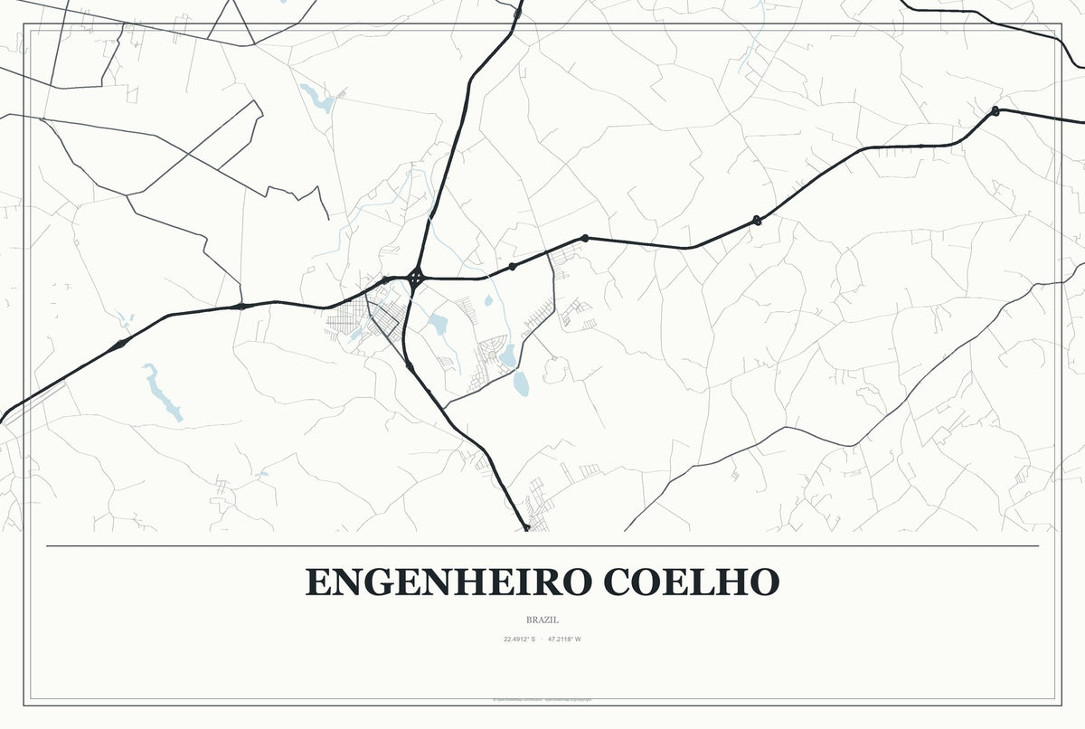 Engenheiro Coelho, Brazil City Map Aluminum Sign in Gallery Air style