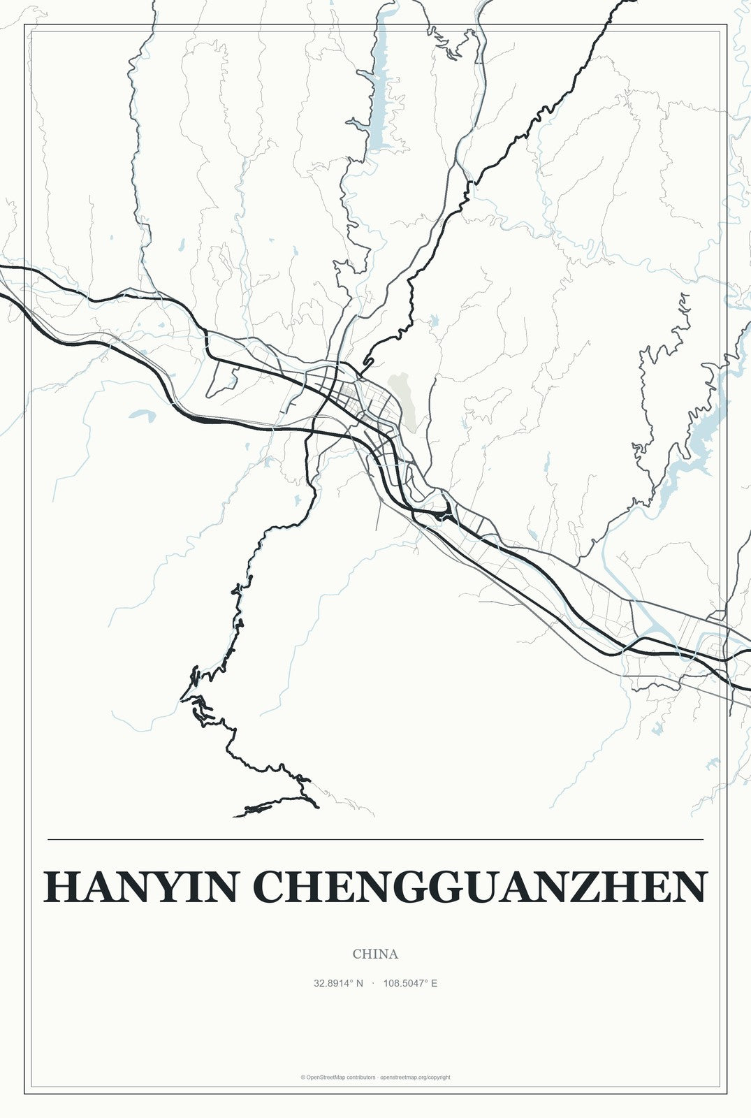 Hanyin Chengguanzhen, China City Map Aluminum Sign in Gallery Air style