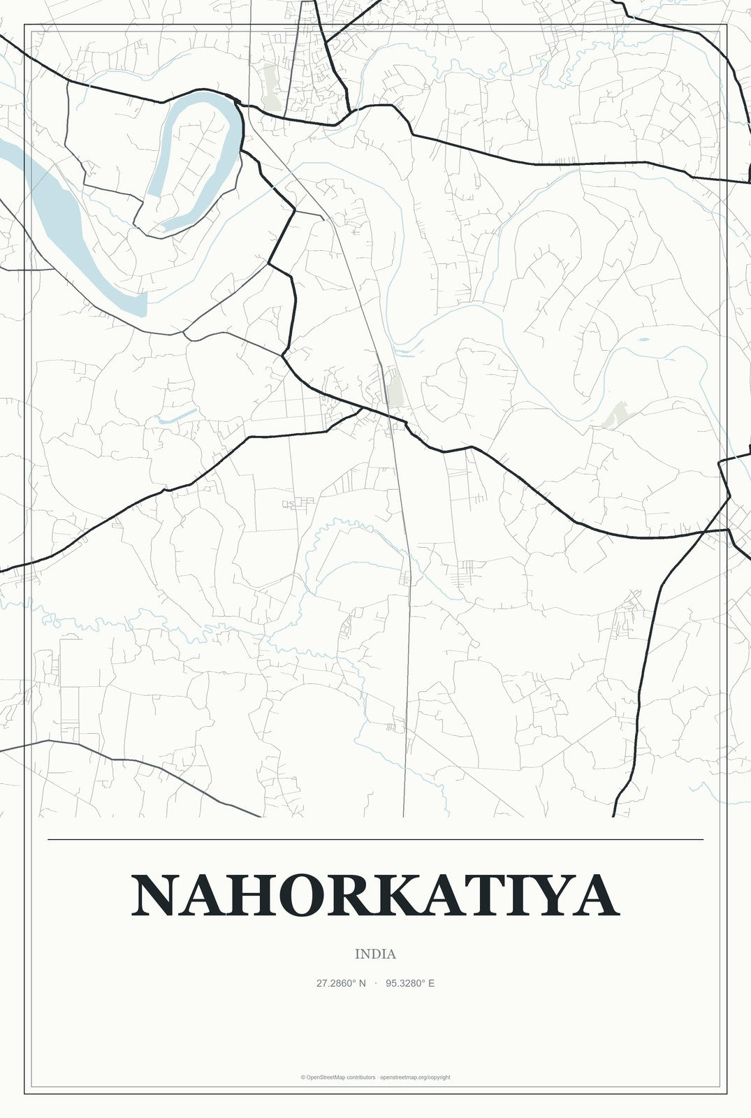 Nahorkatiya, India City Map Aluminum Sign in Gallery Air style