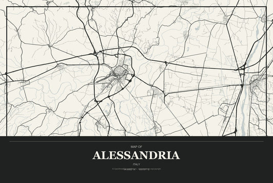 Alessandria, Italy City Map Aluminum Sign in Museum Plaque style