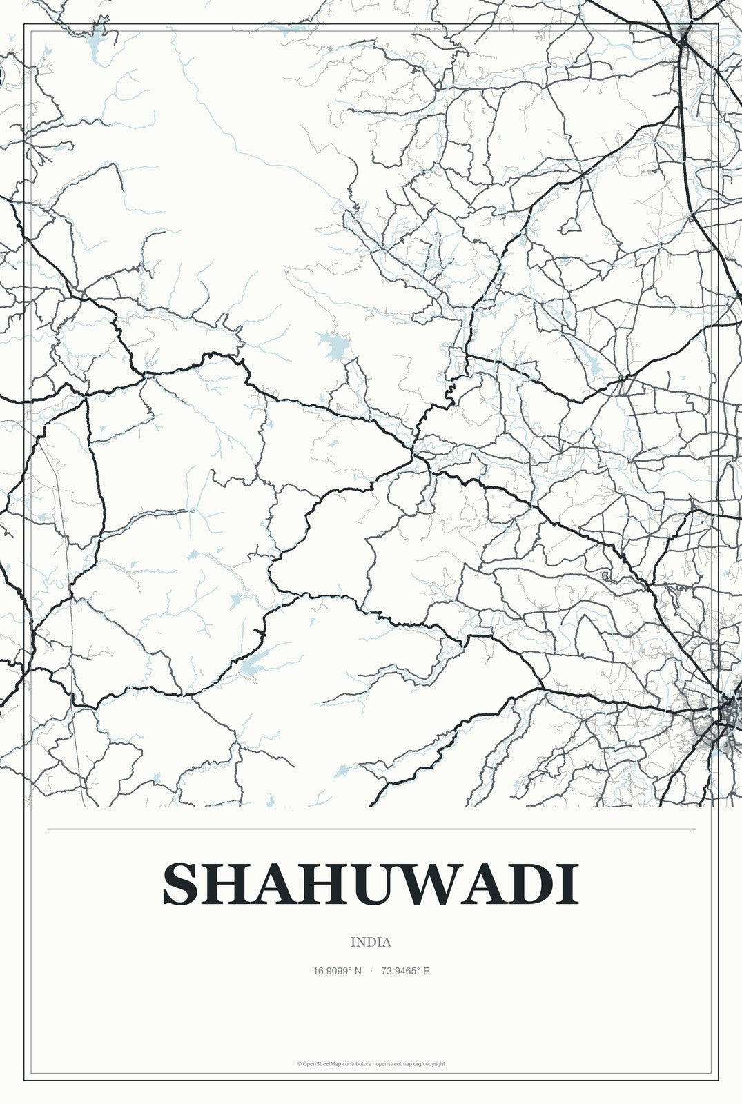 Shahuwadi, India City Map Aluminum Sign in Gallery Air style