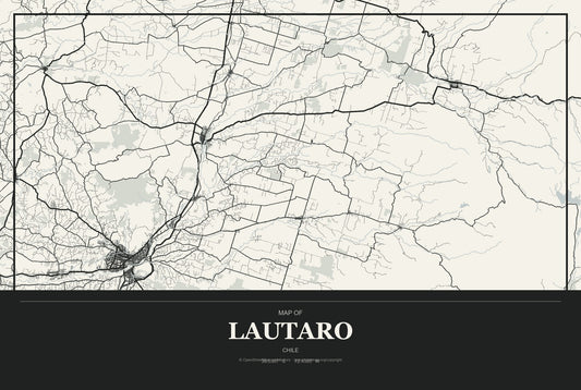 Lautaro, Chile City Map Aluminum Sign in Museum Plaque style