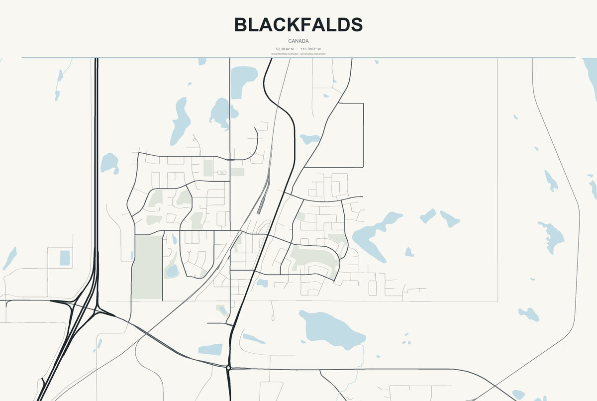 Blackfalds, Canada City Map Aluminum Sign in Headline Atlas style