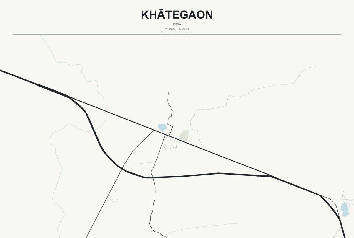 Khātegaon, India City Map Aluminum Sign in Headline Atlas style