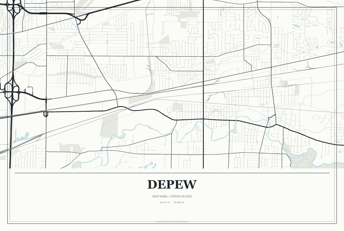 Depew, New York City Map Aluminum Sign in Gallery Air style
