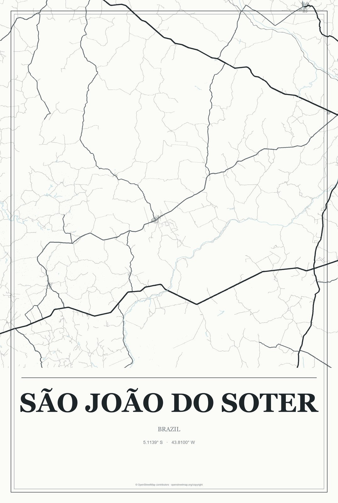 São João do Soter, Brazil City Map Aluminum Sign in Gallery Air style