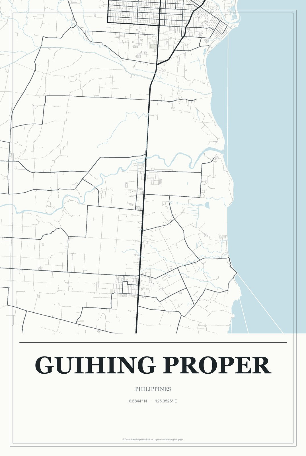Guihing Proper, Philippines City Map Aluminum Sign in Gallery Air style