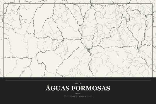 Águas Formosas, Brazil City Map Aluminum Sign in Museum Plaque style