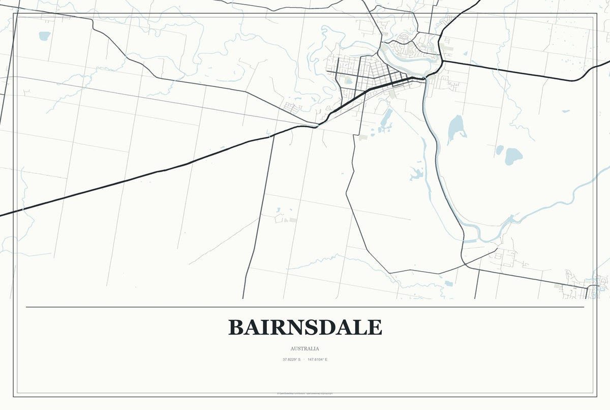 Bairnsdale, Australia City Map Aluminum Sign in Gallery Air style