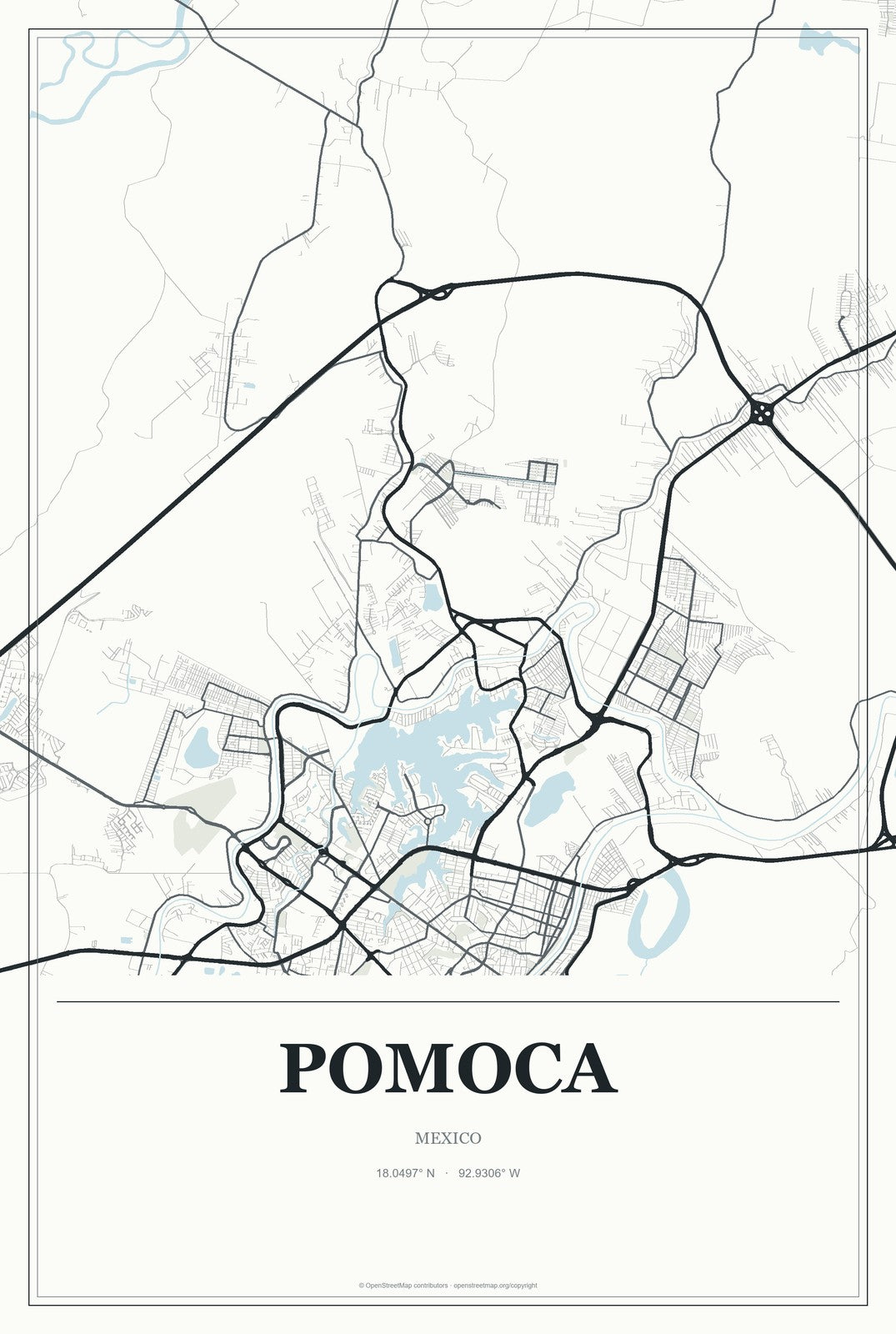 Pomoca, Mexico City Map Aluminum Sign in Gallery Air style