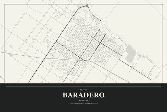 Baradero, Argentina City Map Aluminum Sign in Museum Plaque style
