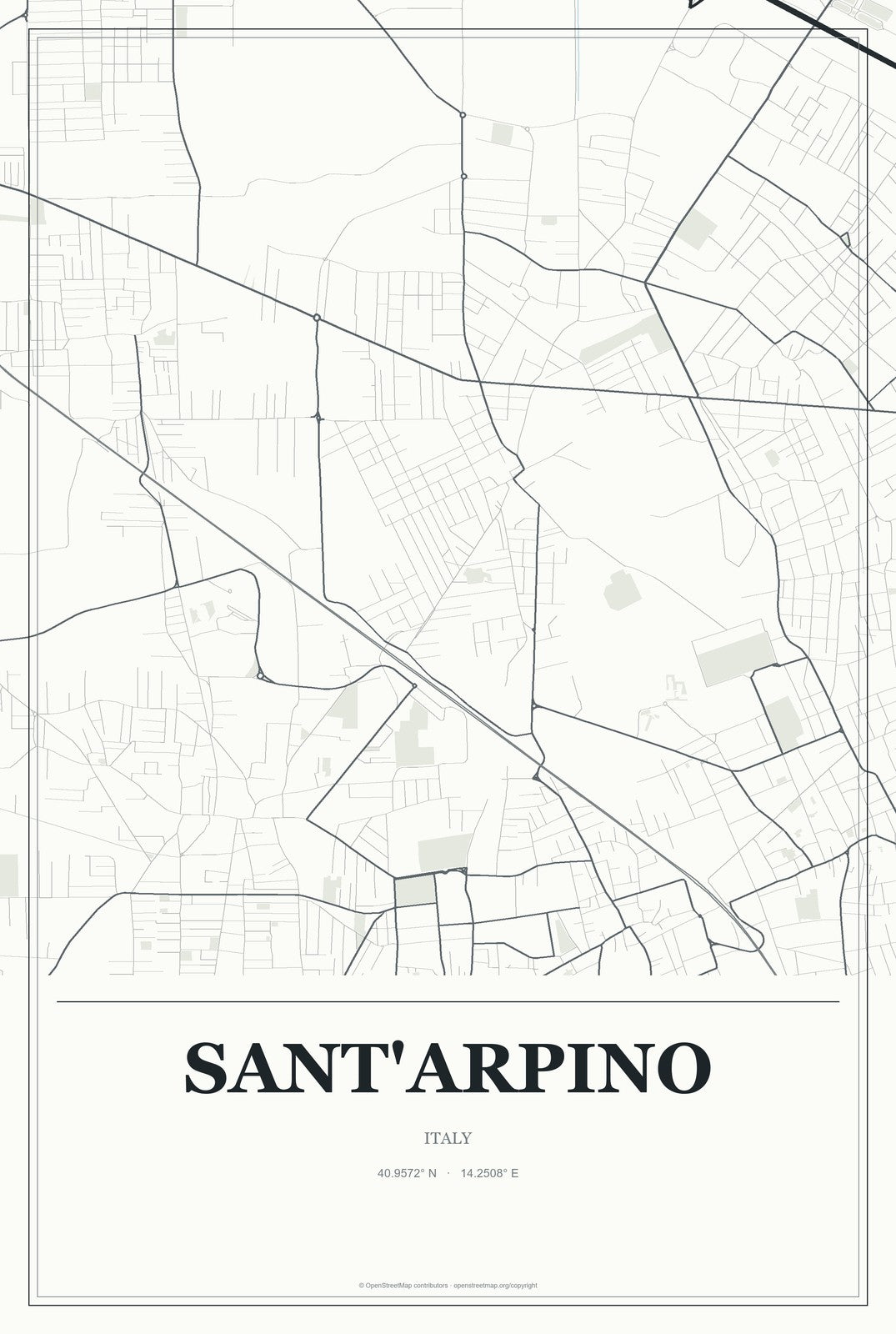 Sant'Arpino, Italy City Map Aluminum Sign in Gallery Air style