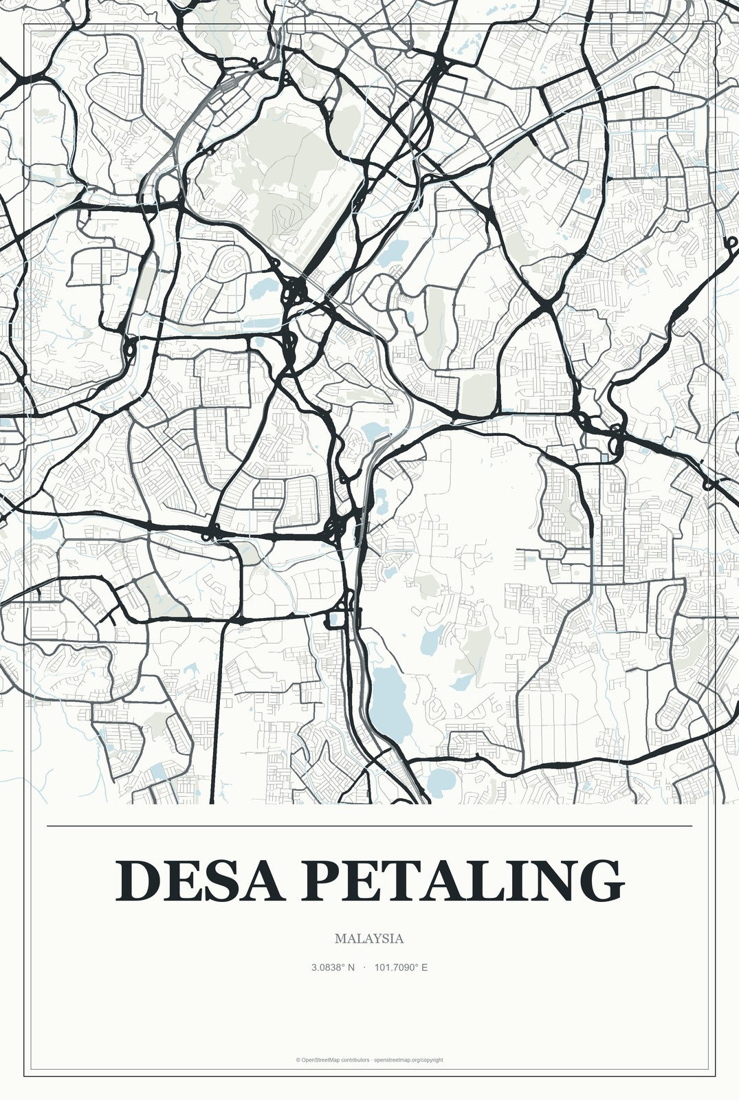 Desa Petaling, Malaysia City Map Aluminum Sign in Gallery Air style
