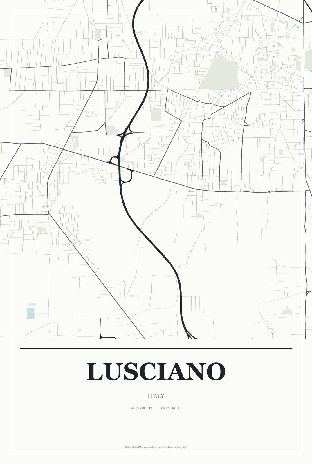 Lusciano, Italy City Map Aluminum Sign in Gallery Air style