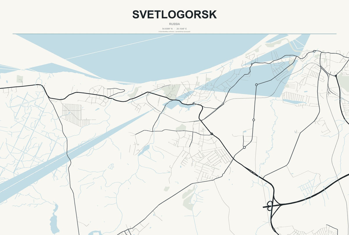 Svetlogorsk, Russia City Map Aluminum Sign in Headline Atlas style