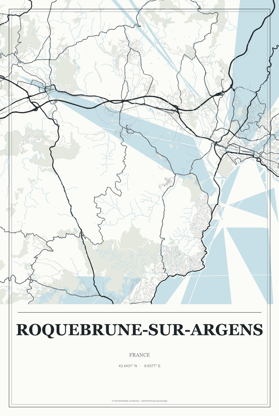 Roquebrune-sur-Argens, France City Map Aluminum Sign in Gallery Air style