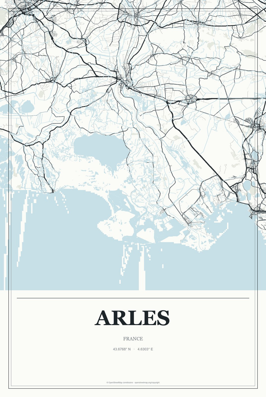 Arles, France City Map Aluminum Sign in Gallery Air style