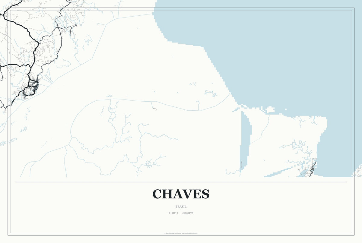 Chaves, Brazil City Map Aluminum Sign in Gallery Air style
