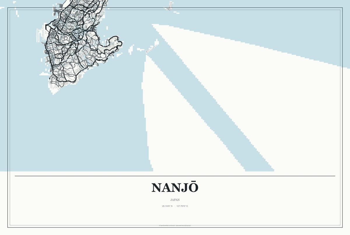 Nanjō, Japan City Map Aluminum Sign in Gallery Air style