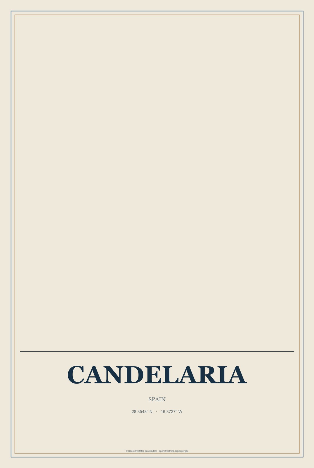 Candelaria, Spain City Map Aluminum Sign in Coastal Cutout style