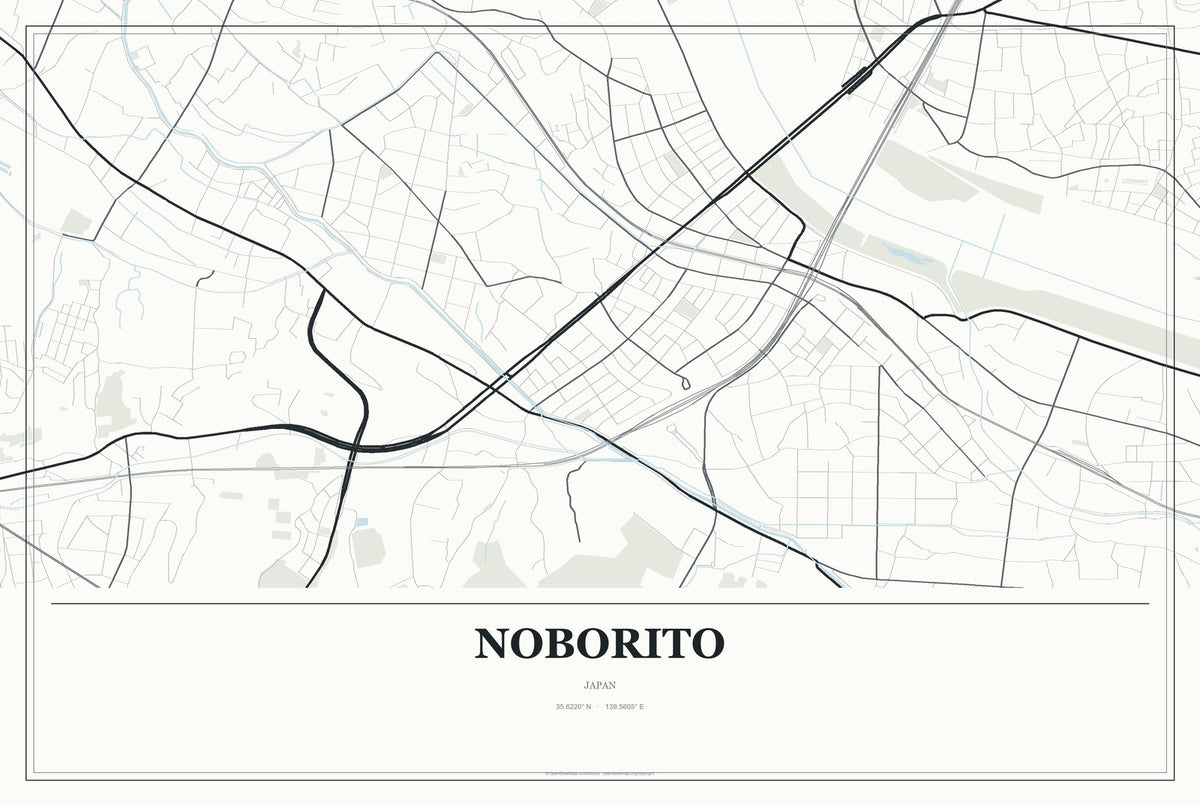 Noborito, Japan City Map Aluminum Sign in Gallery Air style