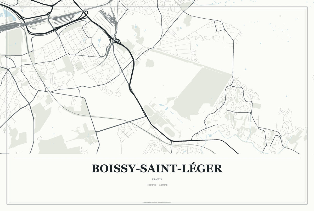 Boissy-Saint-Léger, France City Map Aluminum Sign in Gallery Air style