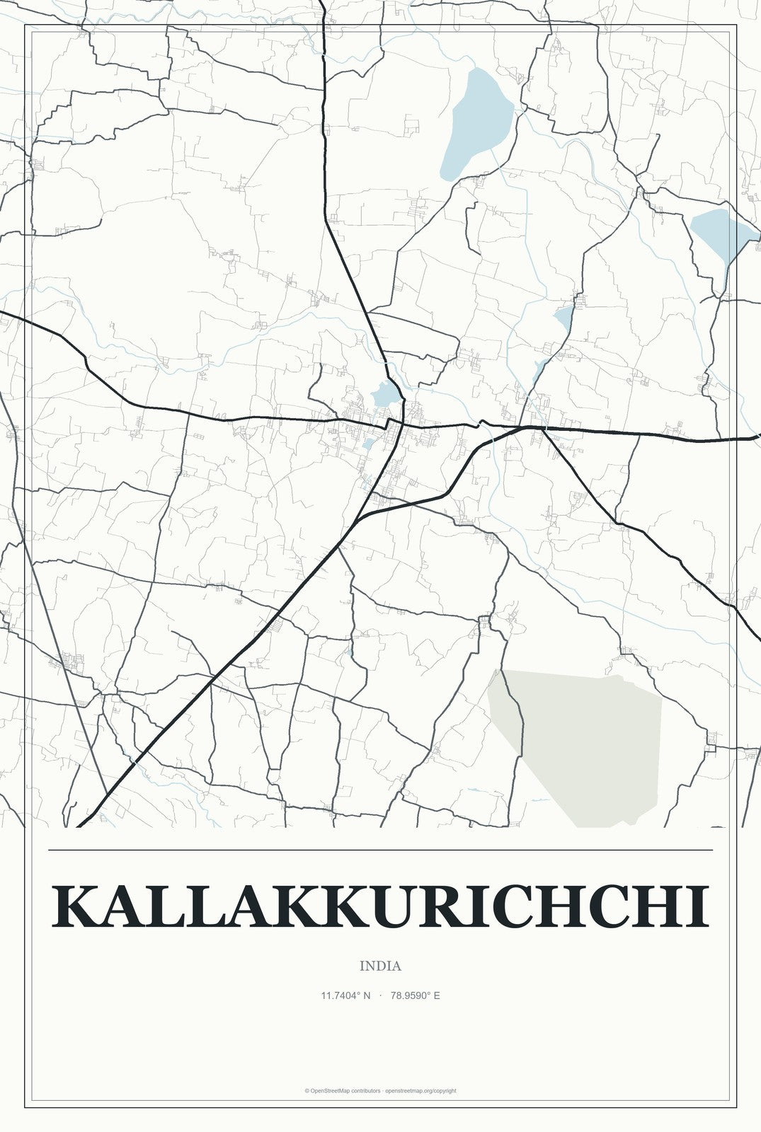 Kallakkurichchi, India City Map Aluminum Sign in Gallery Air style