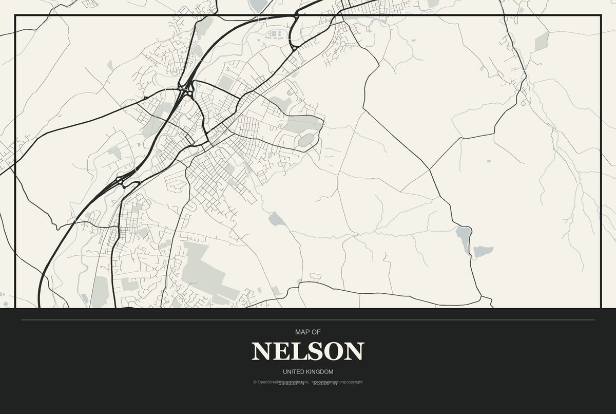 Nelson, Wales, United Kingdom City Map Aluminum Sign in Museum Plaque style